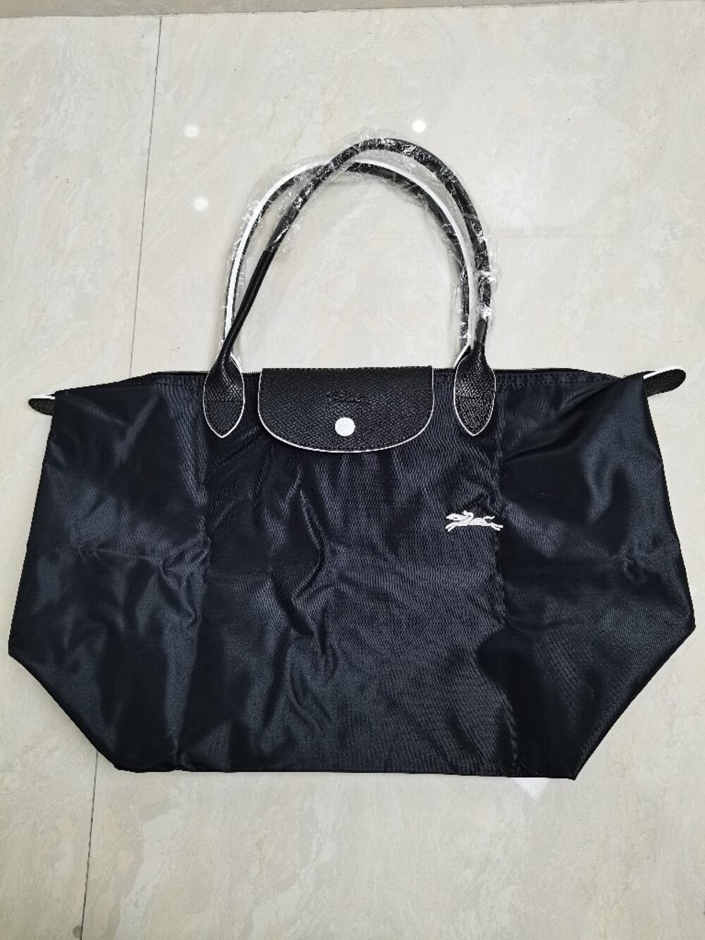 Black Foldable Longchamp Nylon Travel Bag Waterproof Bag - Picture 2 of 13